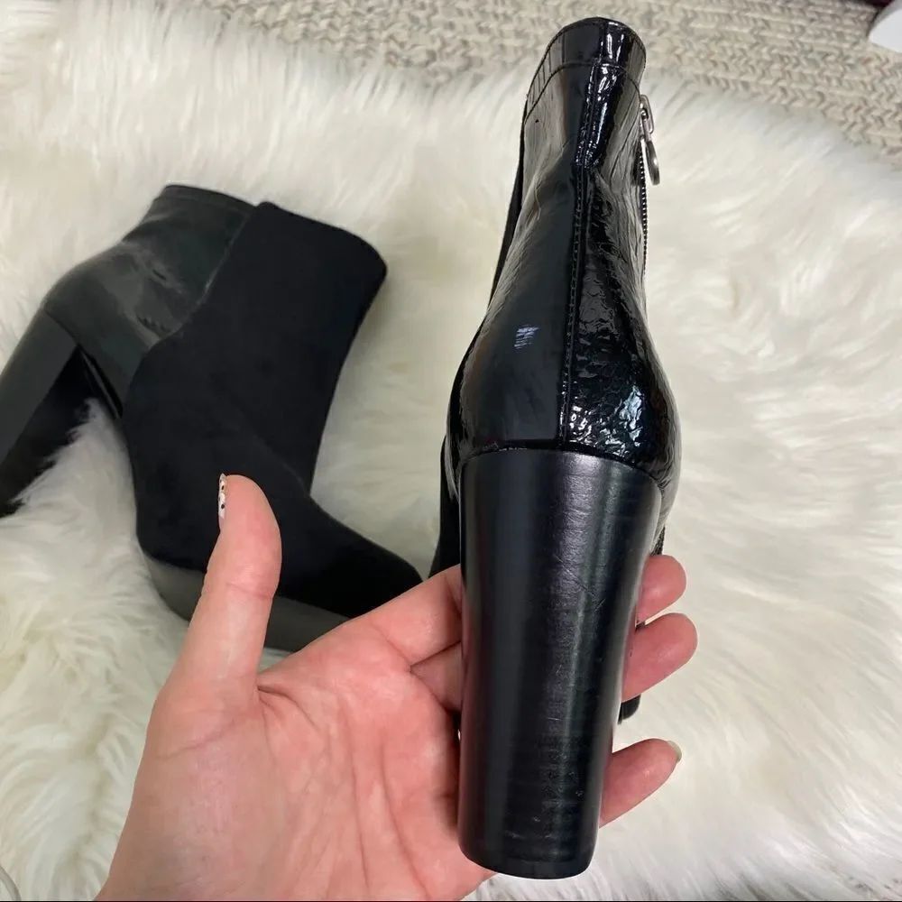 Victor Alfaro black suede croco embossed booties - Picture 9 of 9